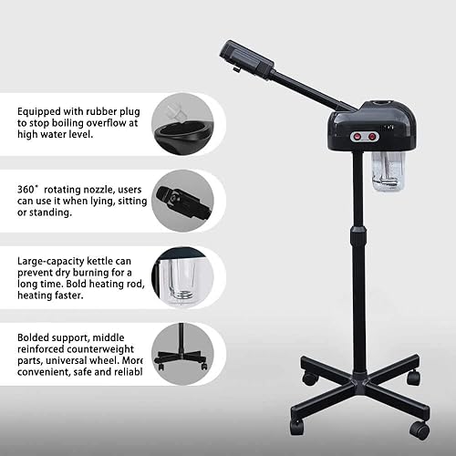 Miniatura 5 de Vaporizador facial en aerosol de ozono profesional salón de belleza spa equipo de cuidado de la piel función de ozono y vapor multifuncional