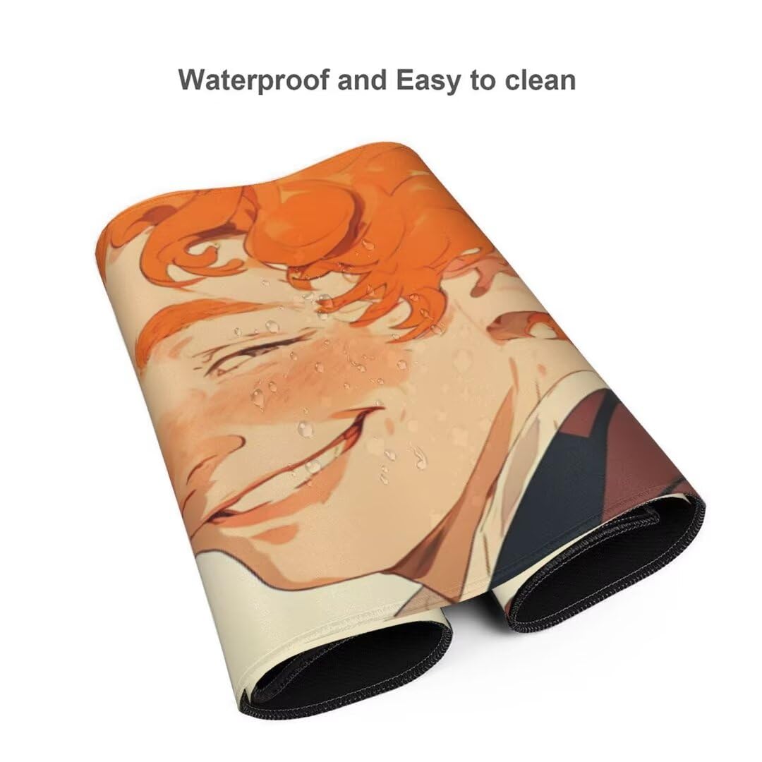 Alfombrilla de ratón 1400x600x3 MM, Alfombrilla Ratón XXL Extendida de Gran Tamaño con Bordes Cosidos, Resiste Salpicaduras, Base de Goma Antideslizante y Almohadilla para Teclado, Anime Man S-2795