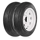 WEIZE 4.8-12 4.8x12 480-12 Trailer Tires with Rims, 5 Lug, 6PR, Road Range C, Set of 2