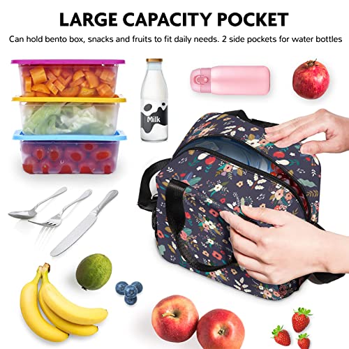 Wuetduz Floral Lunch Bag For Women Men, Large Capacity Insulated Lunch Box With Adjustable Shoulder Strap, Leakproof Reusable Cooler Lunch Tote Bag For Work, School, Picnic, Aldult, Boys, Girls #TOP5