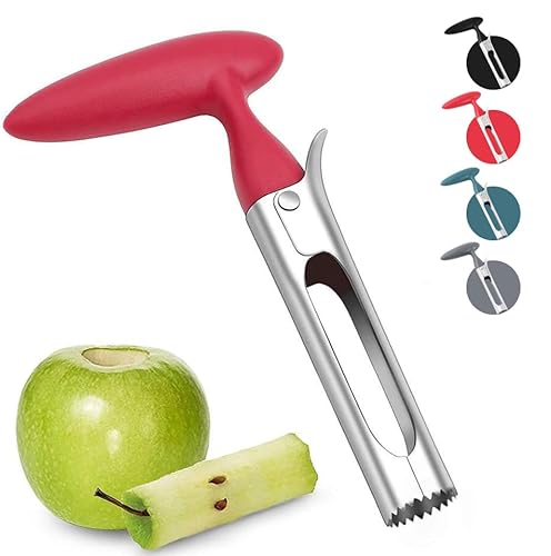 Rpanle Vide Pomme, Vide-Pomme avec Poignée en ABS et Lame Dentelée en Acier Inoxydable (Rouge)