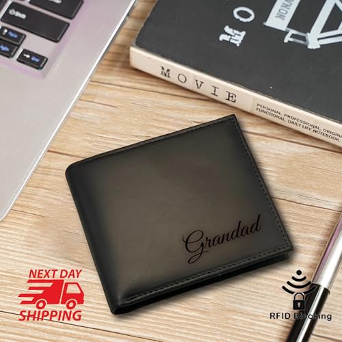 Custom Text Engraved Man Wallet For Fathers Day Anniversary Birthday, Personalized RFID Blocking Wallet Gift For Dad Grandpa Man, Show Your Love Respect With Your Text Engraved Wallet2