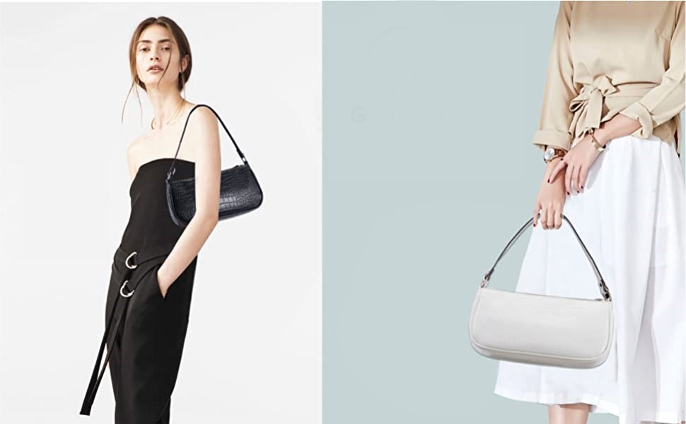 Retro Classic Clutch Shoulder Bag for Women Vegan Leather Croc Small Purse with Zipper Closure - Image 7