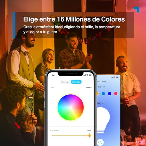 Tapo L530E – Bombilla LED inteligente Wi-Fi, multicolor, regulable, casquillo E27, 8.3W, 806 lúmenes, compatible con Alexa y Google Home, paquete de 2 (paquete de 1) 3 Tapo L530e – Bombilla Led Inteligente Wi-Fi, Multicolor, Regulable, Casquillo E27, 8.3w, 806 Lúmenes, Compatible Con Alexa Y Google Home, Paquete De 2 (Paquete De 1)