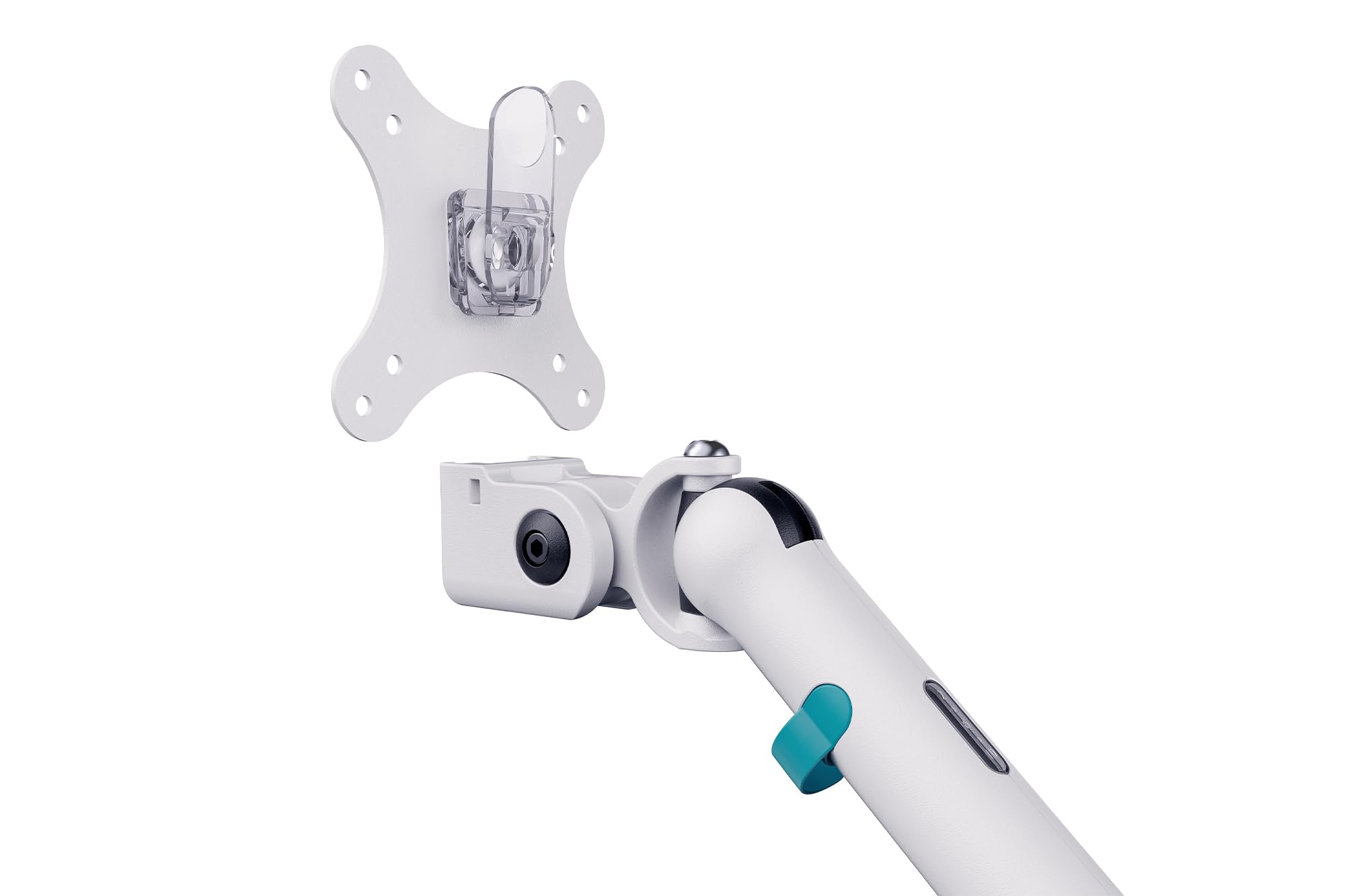 DIGITUS Monitor Halterung 2 Monitore – bis 35 Zoll – mechanische Feder | 10 kg Traglast je Arm – für Flach- und Curved-Bildschirme – VESA 75, 100 – Tischklemme – Weiß