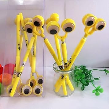 Art Bundle Minions Spring Gel Pens for Kids with Googly Eyes Birthday Gift/Return Gift for Kids Birthday Party(Pack of 24)
