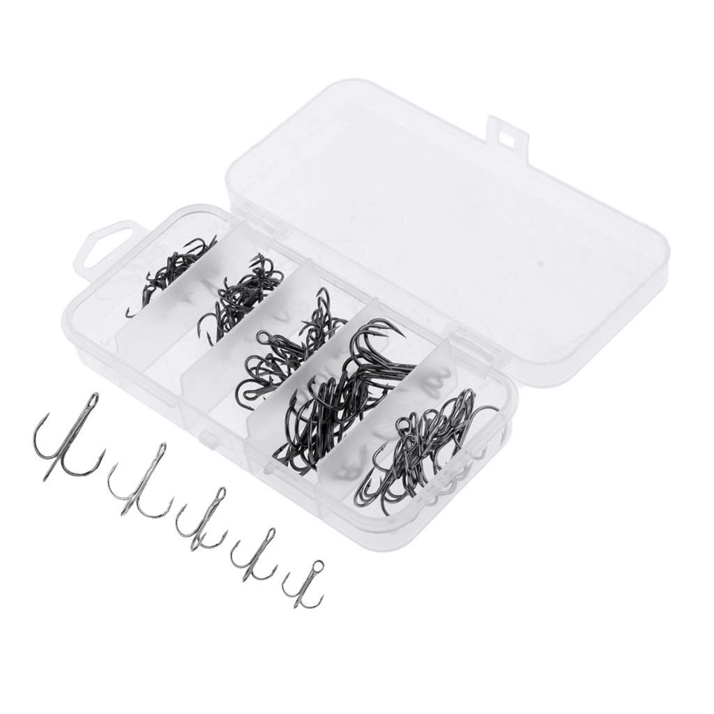 1 ensemble de hameçons triples durables Barb Leurre Appât Sea Fish Hook Kit Noir M