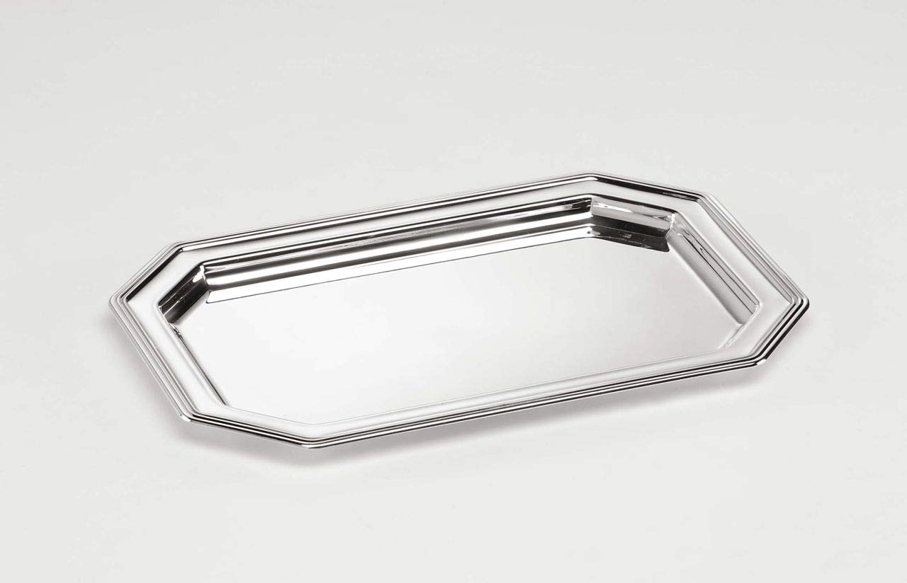 Bandeja Plateada Octogonal, Estilo inglés cod.5016431 cm 31x21 by Varotto & Co.