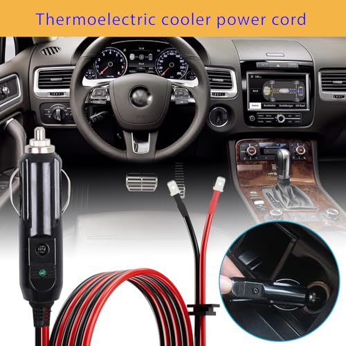 Image of 12V /24V Thermoelectric Cooler Cable Replacement for Coleman Electric Cooler Parts, Replacement for Coleman Cooler OE # 5644-710, 300000540, 5644-707, 5645Plug Cord,8 Feet 15A Cooler Cord w /Fuse