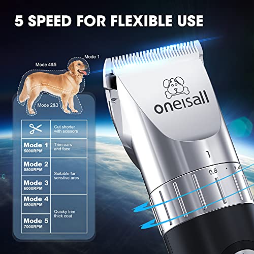 oneisall Cat Hair Trimmer,Quiet Cat Clippers for Matted Hair,Cordless Cat Grooming Kit with Comb,3 Speed Cat Shavers for… - Image 6