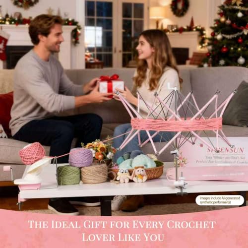 Image of SPEENSUN Yarn Winder and Swift Combo, Efficient 3.5 OZ Yarn Cake Maker, Adjustable Angle /Height Yarn Swift Turn Loose Yarn into Tidy Skeins, Easy-to-Install Yarn Spinner for Yarns Below Size 5