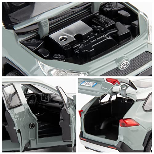Modelo de auto WAKAKAC 1:32 RAV4 de metal con luz y sonido miniatura 5