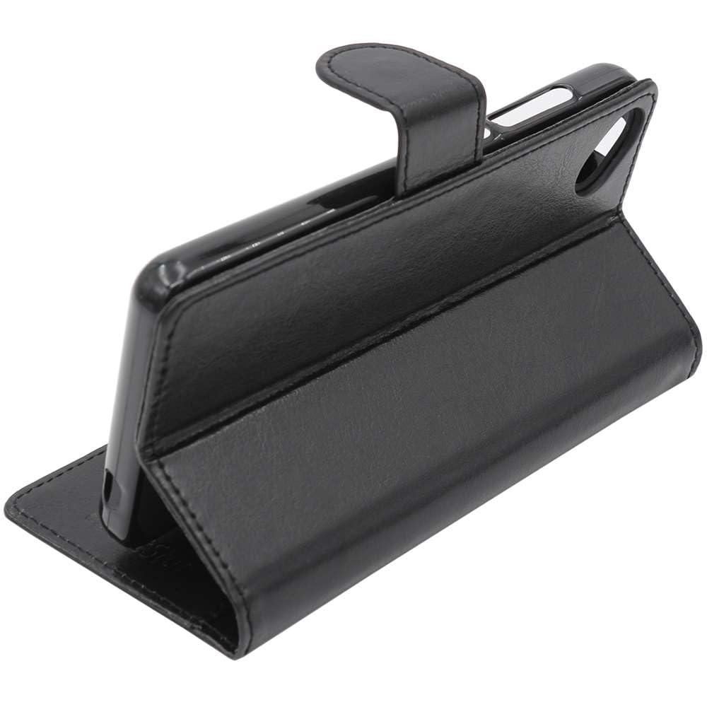 Custodia Portafoglio In Similpelle Per Wiko Sunny 2 Plus | Cover Con Flip Magnetico E Slot Per Carte | Protezione Integrale, Nero | Stile Retrò