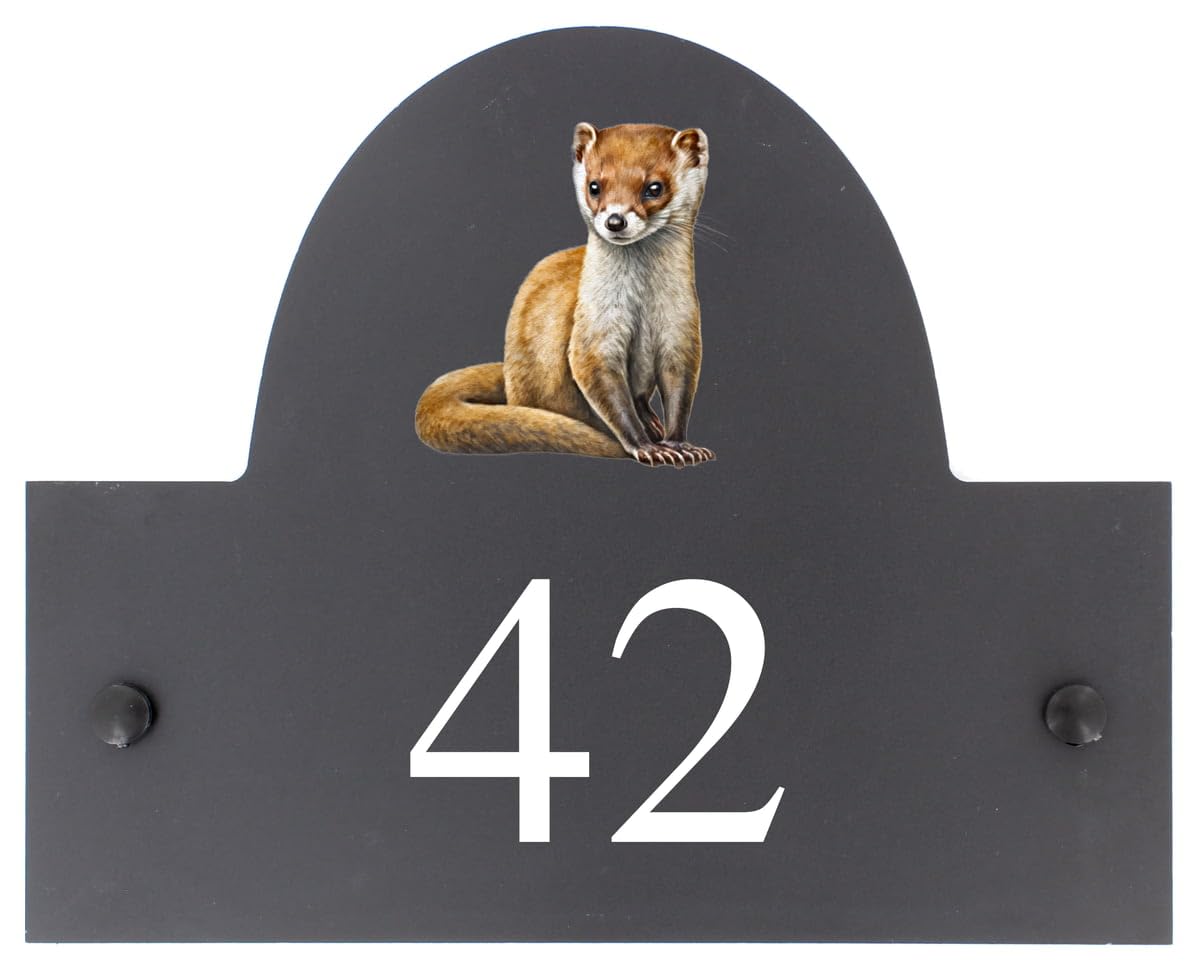 Targhetta personalizzabile con nome o numero civico in ardesia con la fauna selvatica, 25 x 20 cm