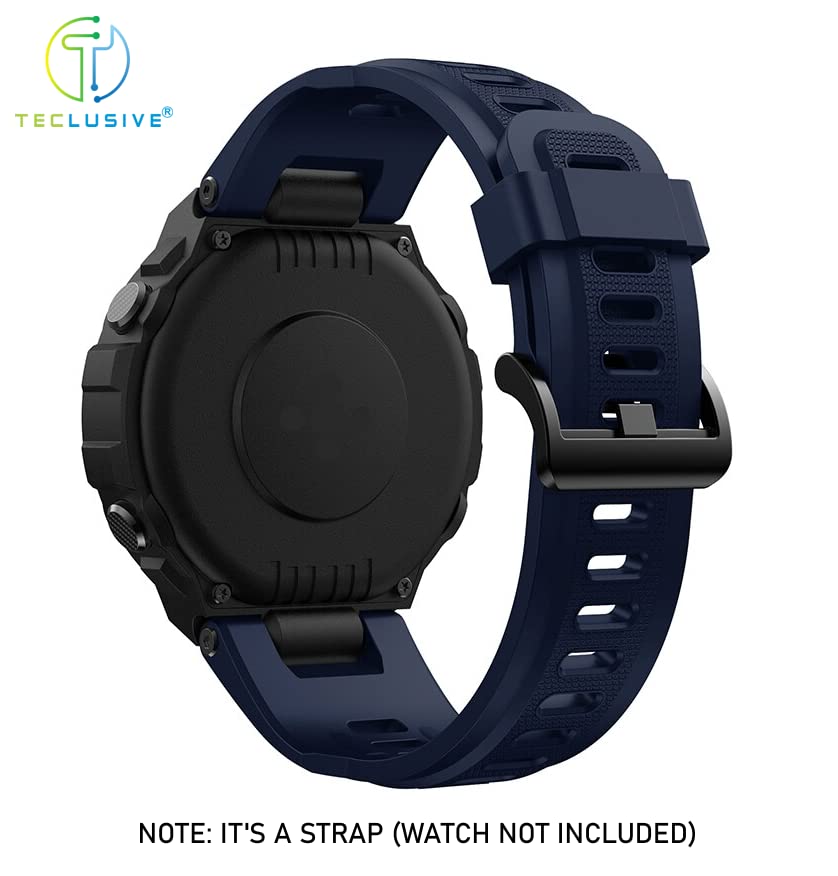 Image of T TECLUSIVE Soft Silicone Strap Band Compatible with Amazfit T-Rex /Amazfit Trex Pro | Adjustable Silicone Rubber Band with Installation Tools for T Rex Pro (Blue)