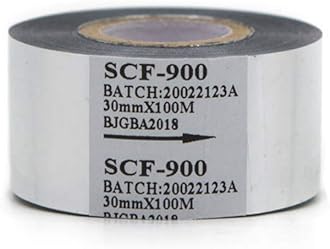 5 Rolls Ribbon 30mm x 100m Thermal Transfer Ribbon for Date Coder Printer Machine HP-241 241B 241S TJ-08 DY-8 DY-6 SCF-900 (Silver)