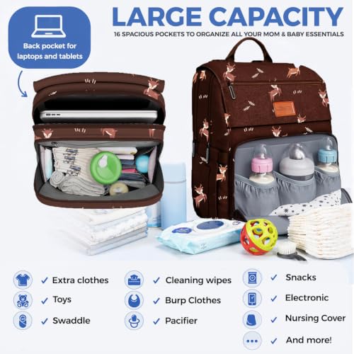 Image of PILLANI Baby Diaper Bag Backpack - Large Bag for Boys & Girls, Waterproof Diaper Backpack - Travel Diaper Bags w /Changing Pad, Baby Registry Search & Shower Gifts - Essentials Must Haves Newborn Stuff