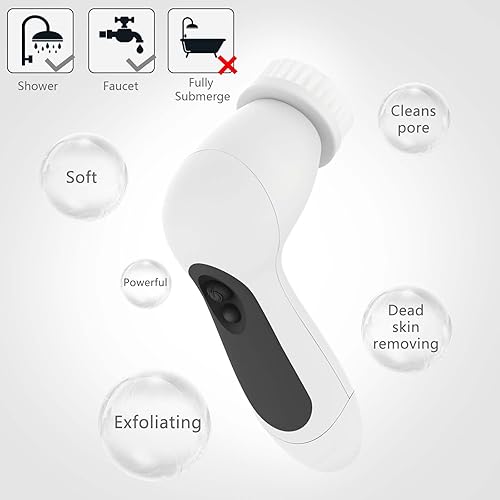 Miniatura 6 de Juego de cepillos giratorios de limpieza facial impermeable con 3 cabezales de cepillo exfoliante, cepillo limpiador facial eléctrico para