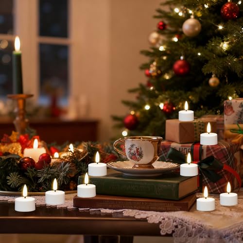 Image of GenSwin Rechargeable Tea Lights Candles with Remote & Charging Base, 6 Pcs LED Tea Lights Candles Battery Operated, Flameless Timer Tealights for Wedding Christmas Halloween Decor (White, 1.57 inchx1.85 inch)
