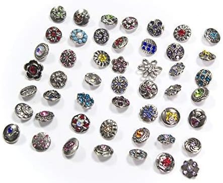 ALLinONE 100pcs 12mm Mixed Rhinestone Snap Button Jewelry Charms for DIY Craft