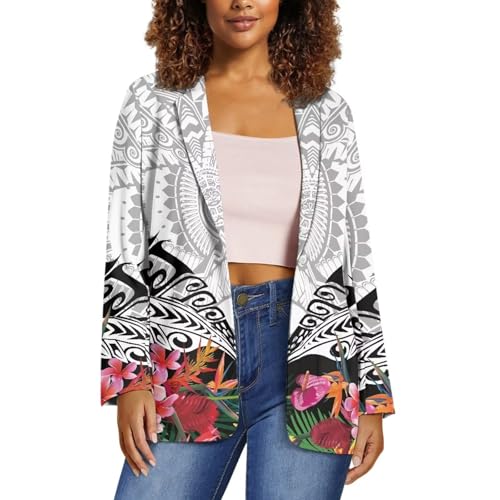 Blazers for Women Polynesian Green Butterfly Pattern Summer Dresses for Women Long Sleeve Lapel One Button Suit