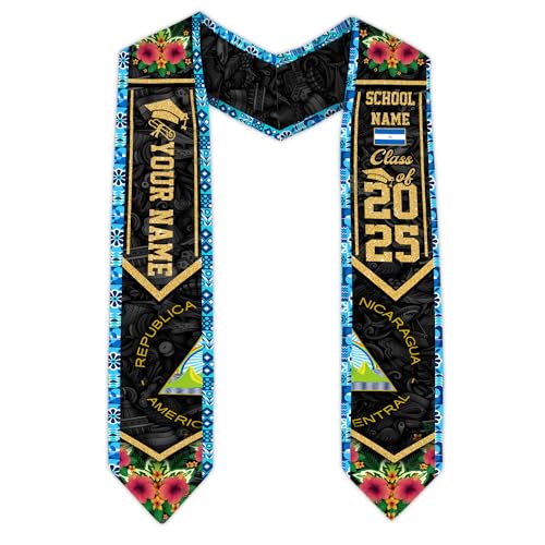 MonkeyVan Custom Nicaraguans Graduation Sash 2025, Nicaragua Graduation Stole, Nicaraguans American Flag Graduation Sash 2025 Ncrg 1