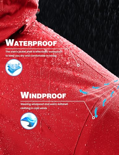 Image of TBMPOY Men's Winter Ski Jacket Waterproof Warm Snow Insulated Coat Fleece Lined Snowboard Hooded Raincoat