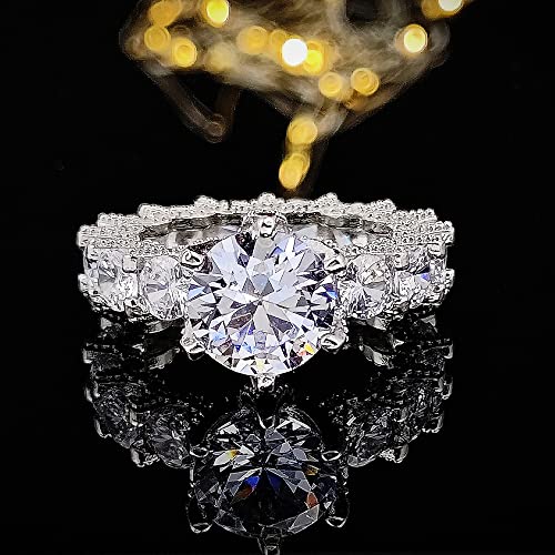 18K Platinum Plated Wedding Ring Shiny All Diamond Cut Cubic Zirconia Ring Eternal Engagement Women's Ring Anniversary Commitment Ring2