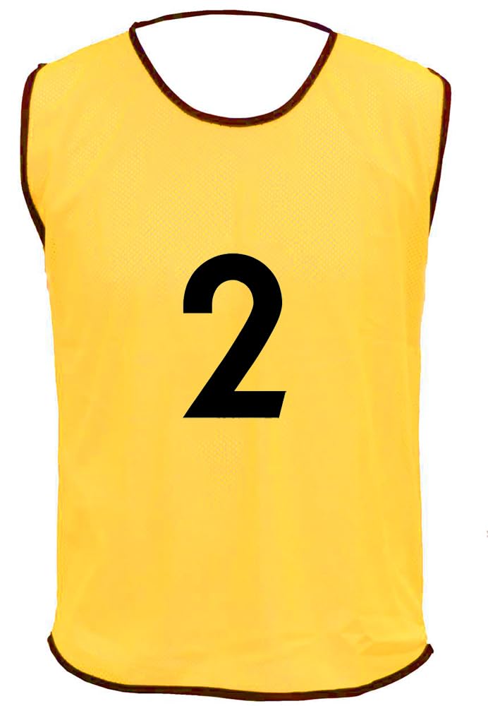 15 MESH BIBS FOOTBALL TRAINING SPORTS BIBS PRINTED NUMBER (1-15 OR number of your choice) Back only (Amber, Small Boys (U 8's))