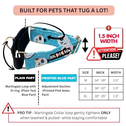 Image of Dog-O-Bow Panda Print Martingale Dog Collar, Durable, Comfortable & Adjustable Training Collar (M)