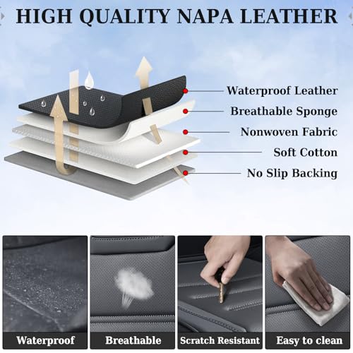 Image of Coverado Car Seat Covers, Front Covers for Cars, Car Seat Cover Front Seats, Car Seat Protector Waterproof, Leather Car Seat Cushion, Universal Interior Covers Seat Protectors for Most Cars Black
