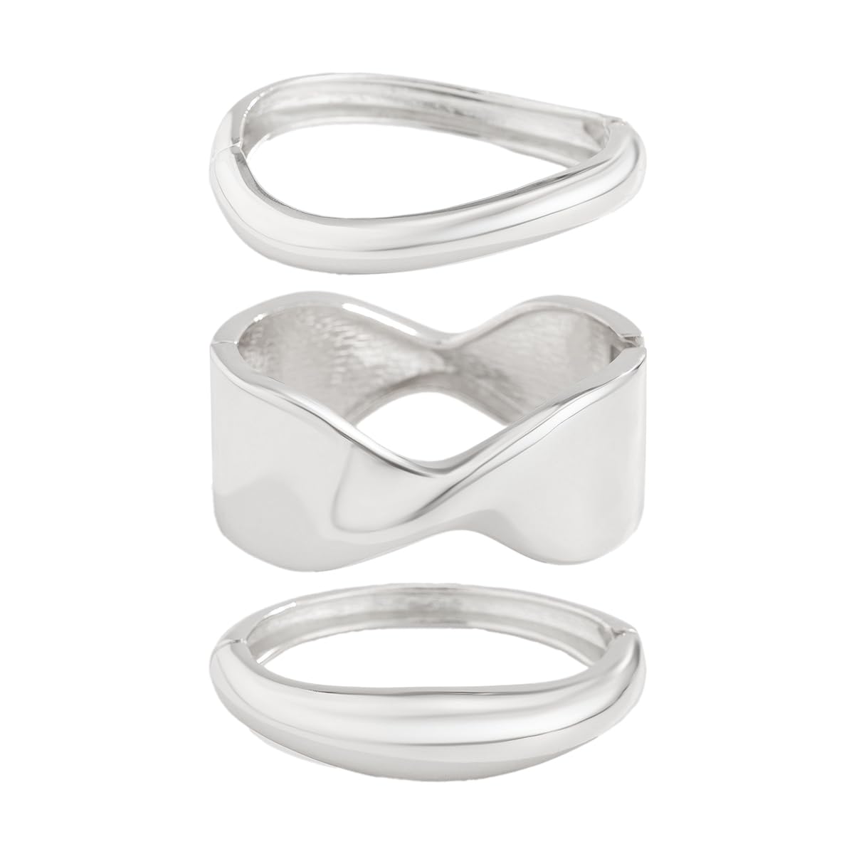ImpurainGold Bangle Bracelets for Women Silver Plated Wide Wire Chunky Cuff Bracelets Trendy Hinged Cuff Open Wide Chunky Silver Bracelet Irregular Minimalist Bangle Jewelry