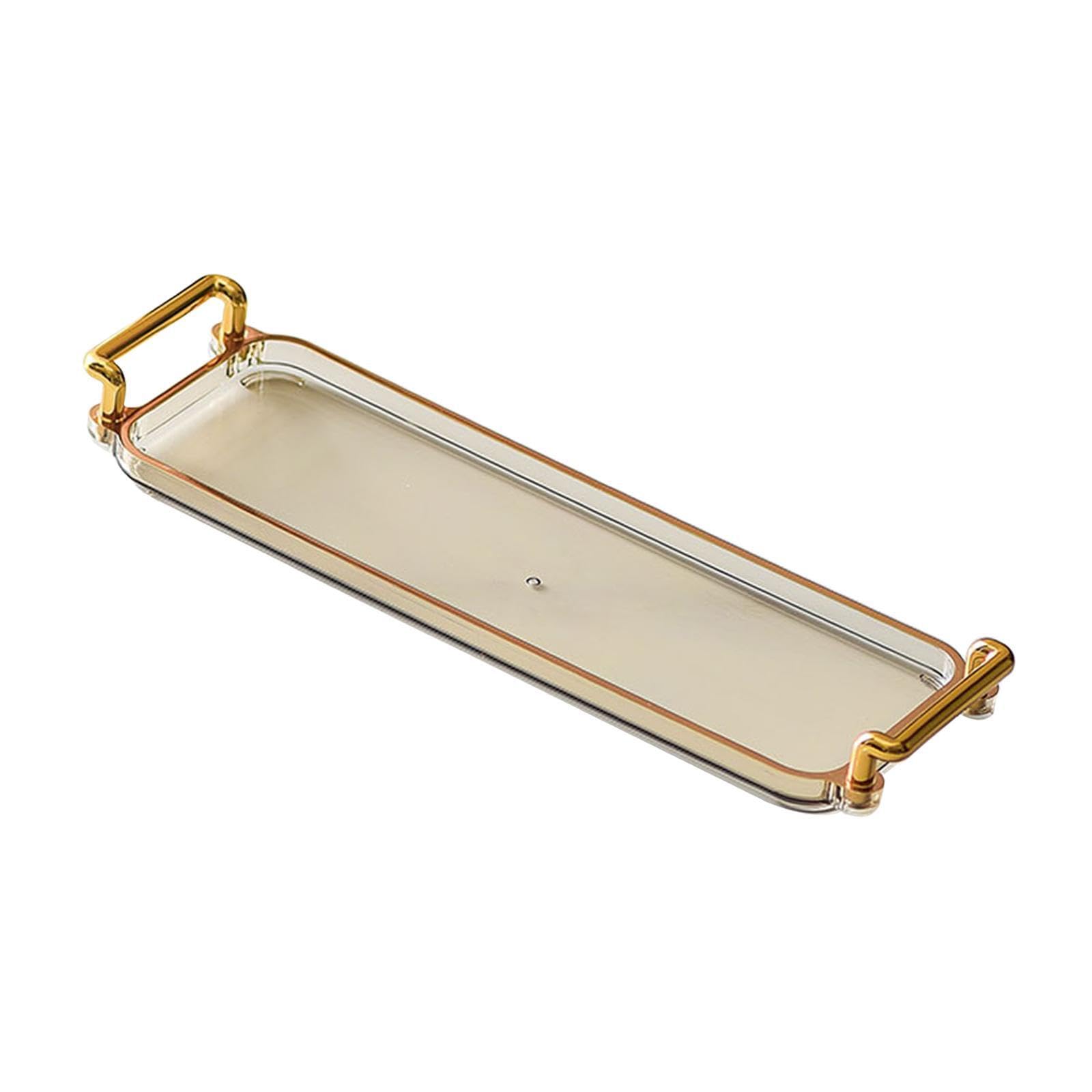 TWISAXC Elegant Decorative Tray With Handles Breakfast Serving Jewelry Organization And Displaying Snacks In Chic Style Serving Tray Fruits Snack Plate, Light Brown