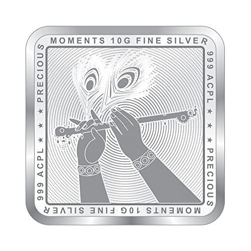 Image of Precious Moments Radha Krishna Silver Coin 10 Gram | 20 Gram | 50 Gram | 100 Gram BIS Hallmarked Round Square Flower Shaped 999 Purity with Gift Box by ACPL