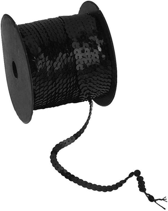 Exceart DIY Attire Accessory 6mm Flat Sequin Strip Black Faceted Sequins Ready for Crafting