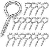 2.55 Inches Eye Screws 304 Stainless Steel Eye Hooks, 18 PCS M6 Heavy Duty Screw Eye Bolts Load Bearing 200LBS for for Wood Securing Cables Wire Indoor & Outdoor Uses (18, M6)