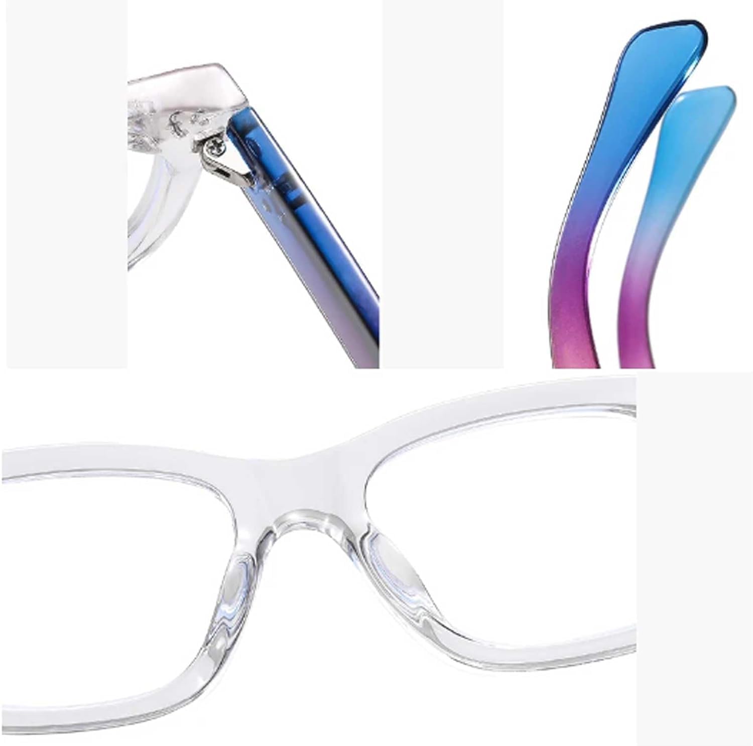 Gafas de lectura Gafas de montura grande, monturas de gafas transparentes para hombre, monturas de gafas antiluz azul, monturas de gafas elegantes para mujer, monturas de gafas cómodas Elegante