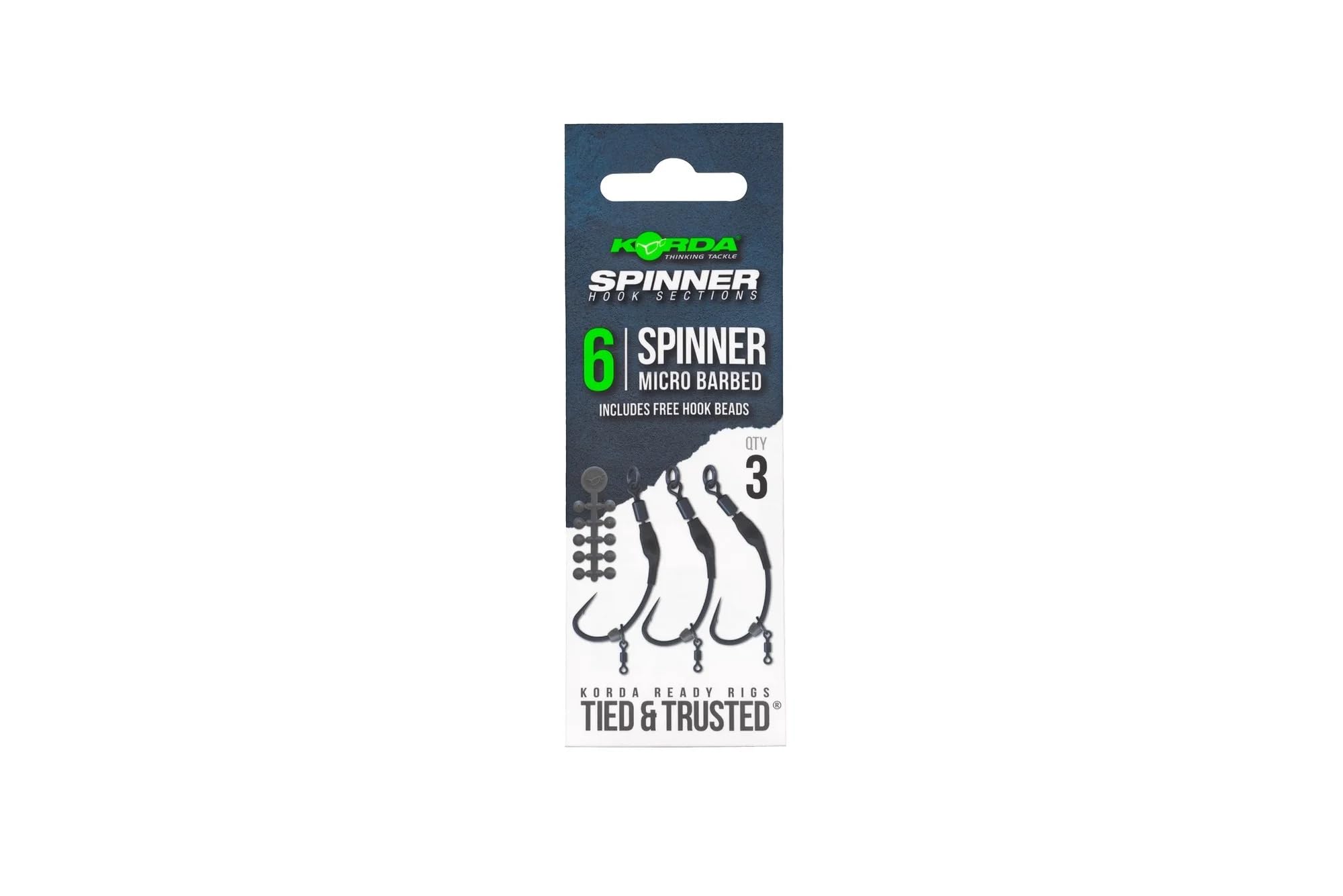 Korda Ready Tied Spinner Hook Sections 6 Micro Barbed | Pre-Tied Carp Fishing Rigs | Spinner, Krank, Kurv Hooks | Easy to Use, High-Performance Carp Fishing Tackle — image 1