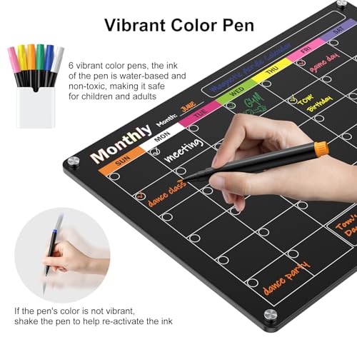 Bailkind PLAN-W&M Acrylic Magnetic Dry Erase Board For Fridge, 2-Pack Monthly & Weekly Calendar Planner Note Blackboard Set For Refrigerator/Wall/Glass/Kitchen thumb #2