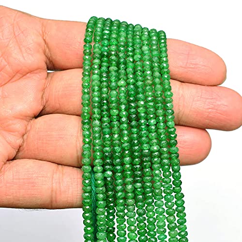 Piedras preciosas de tsavorita natural de 3 mm a 6 mm Rondelle Facetas Abalorios | Granos sueltos de piedras preciosas preciosas granate tsavorita verde para joyería | Hebra de 16 pulgadas
