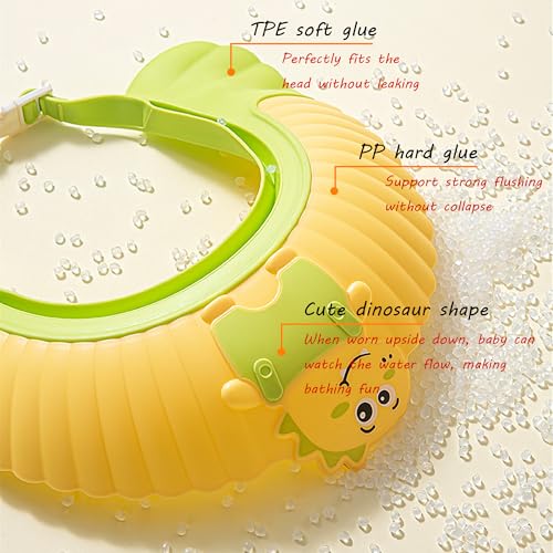 Image of Baby Shower Cap Shield, Shower Cap for Kids, Visor Hat for Eye and Ear Protection for 0-9 Years Old Children, Cute Little Dinosaur Shape Makes The Baby Bath More Fun (Pink) | Ages 0-9 Years, Kids Visor Hat, Bath Time Fun, Eye & Ear Shield