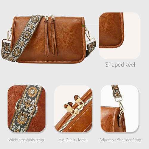 Image of Crossbody Bag for Women, Bohemian Vintage Purse with Wide Strap | Stylish Vegan Leather Design, Adjustable Shoulder Strap, Versatile for Daily Travel and Weekend, Ideal Gift Choice