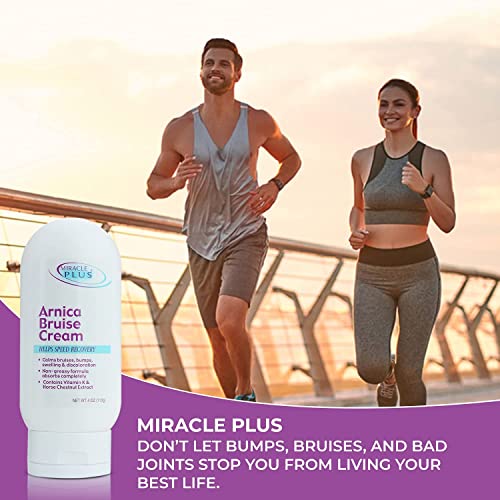 Miracle Plus Bruise Relief Arnica Cream Topical Lotion For Bruising, Swelling, Bumps, & Discoloration On Skin, Extra Strength Bruise Cream Skin Care Moisturizer W/Vitamin K & Horse Chestnut, 4 Ounce #TOP2