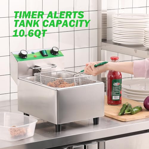 NUPANT Electric Deep Fryer with Timer 10L/10.6QT Commercial Deep Fryer with Basket and Lid の商品画像 1