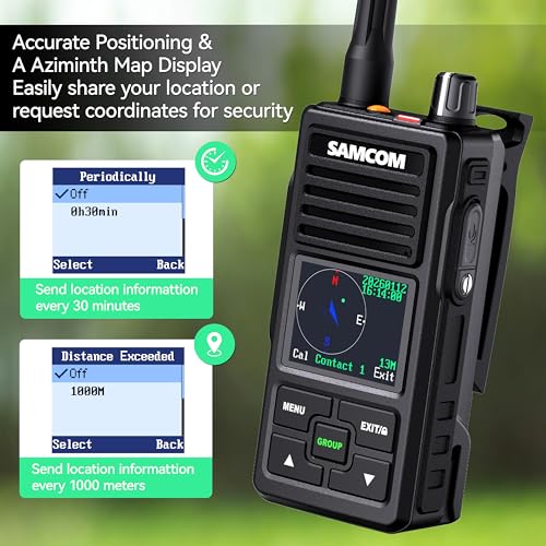 Image of SAMCOM Walkie Talkie with Speaker Mic, Digital Analog FPCN50A Radios with Customize ID /Name,GPS Tracking,Text Messaging, Lone Worker Emergency Button DMR Radios for Business Church School