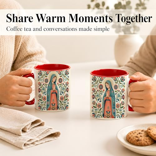 Taza Cerámica Virgen María 11oz Mango Rojo miniatura 6