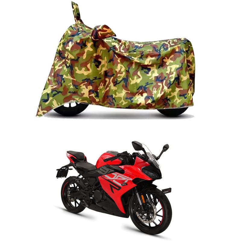 Image of Waterproof 100% PVC Coated Bike Scooty Two Wheeler Body Cover Compatible for Keeway K300 R Glossy BS6 /UV-Rays /Heat Protection /Birds Dropping /Scratchproof /Dust Proof /All [6X6 Jungle Print]