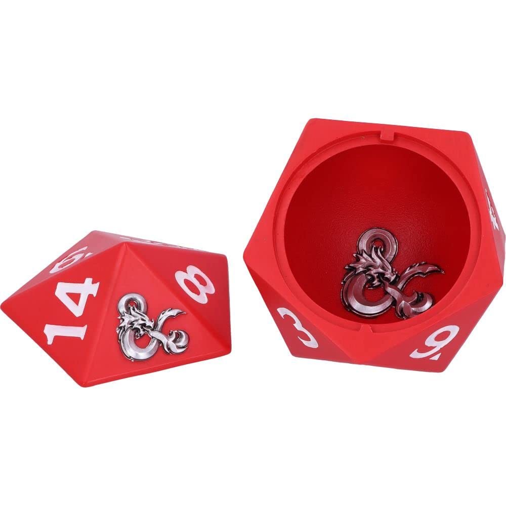 NEMESIS NOW Boîte de Rangement D20 sous Licence Officielle Dungeons & Dragons, Rouge, 13,5 cm