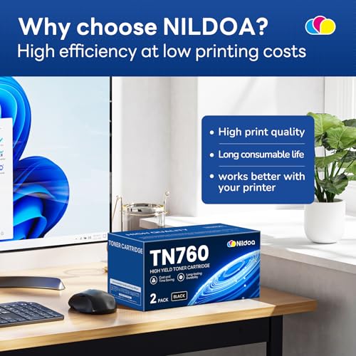 Image of TN760 TN-760 Toner Cartridge High Yield Black Replacement for Brother TN760 TN-760 MFCL2750DW HLL2390DW MFCL2710DW HL-L2350DW Printer Ink, TN7602PK