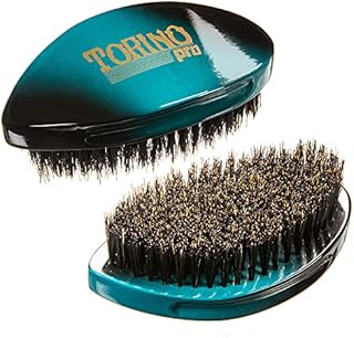 Torino Pro Curve Wave brush #156- Medium 100% Boar Bristle Curved 360 Wave Palm Brush - Great for laying down 360 waves and use before using wave cap or durag - Luxury wave brush for men 360